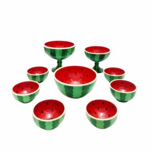 Ensemble de 9 bols décoratifs en céramique fait main modèle Watermelon