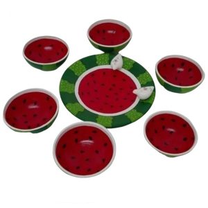 Ensemble de 9 bols décoratifs en céramique fait main avec assiette modèle Watermelon