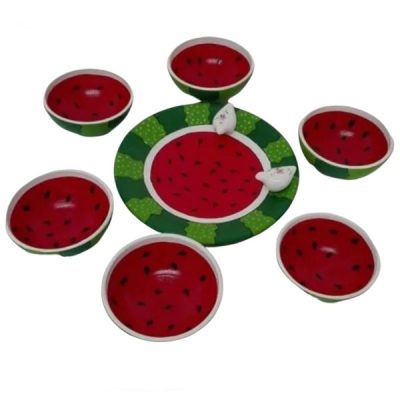 Ensemble de 9 bols décoratifs en céramique fait main avec assiette modèle Watermelon