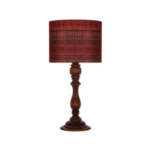 Lampe de table en bois traditionnelle avec abat-jour inspiré de la Perse Kilim