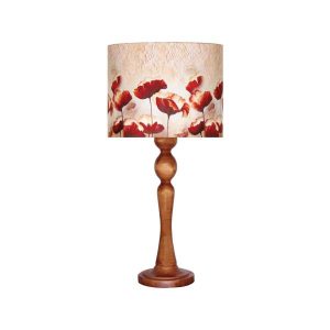 Lampe de table en bois traditionnelle avec abat-jour roses
