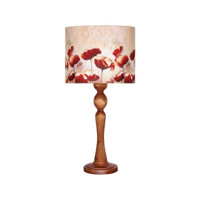 Lampe de table en bois traditionnelle avec abat-jour roses