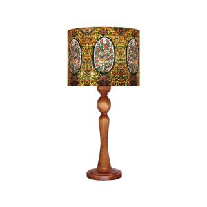 Lampe de table en bois traditionnelle avec abat-jour inspiré de la Perse Kara