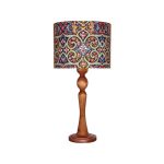 Lampe de table en bois traditionnelle avec abat-jour inspiré de la Perse Karimi