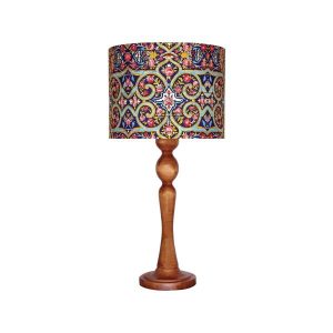 Lampe de table en bois traditionnelle avec abat-jour inspiré de la Perse Karimi