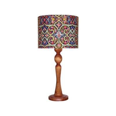 Lampe de table en bois traditionnelle avec abat-jour inspiré de la Perse Karimi