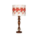 Lampe de table en bois traditionnelle avec abat-jour roses
