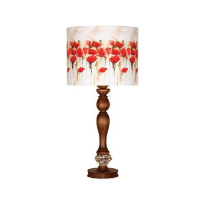 Lampe de table en bois traditionnelle avec abat-jour roses