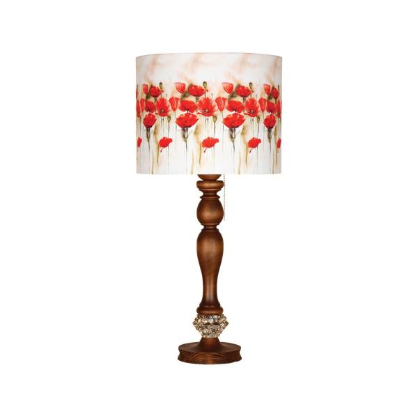 Lampe de table en bois traditionnelle avec abat-jour roses