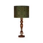 Lampe de table en bois traditionnelle avec abat-jour inspiré de la Perse Saba