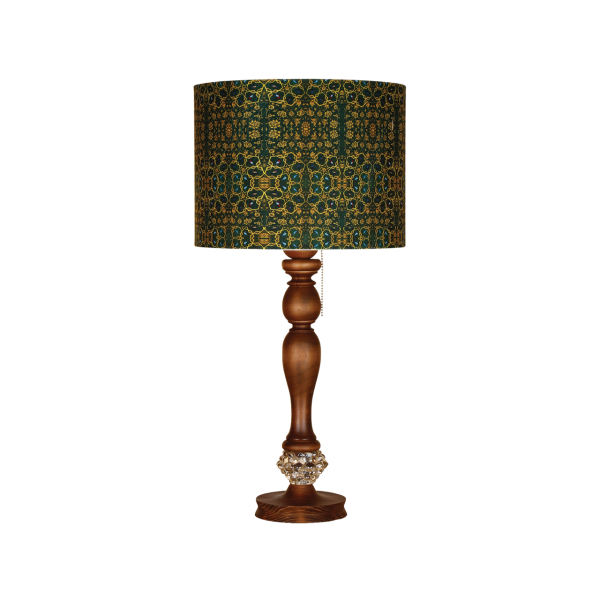 Lampe de table en bois traditionnelle avec abat-jour inspiré de la Perse Saba