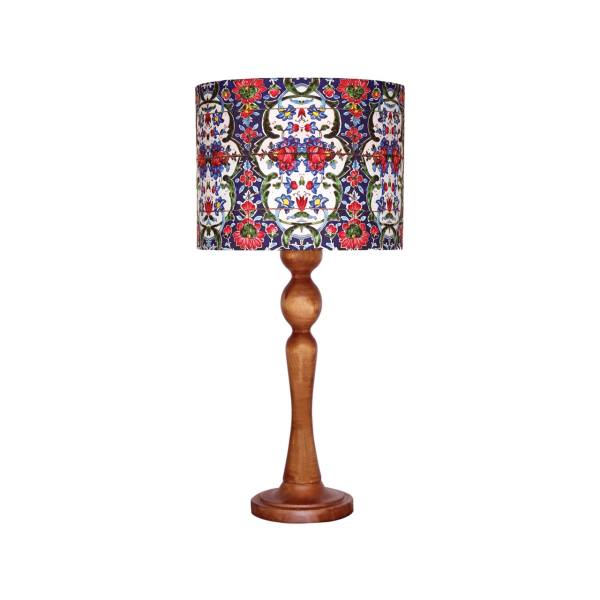 Lampe de table en bois traditionnelle avec abat-jour inspiré de la Perse Sajedi