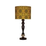 Lampe de table en bois traditionnelle avec abat-jour inspiré de la Perse Samar