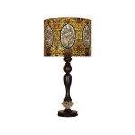 Lampe de table en bois traditionnelle avec abat-jour inspiré de la Perse Sareb