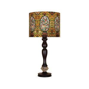 Lampe de table en bois traditionnelle avec abat-jour inspiré de la Perse Sareb