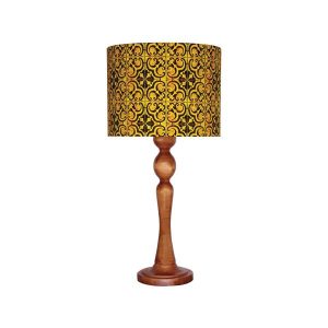 Lampe de table en bois traditionnelle avec abat-jour inspiré de la Perse Jaune