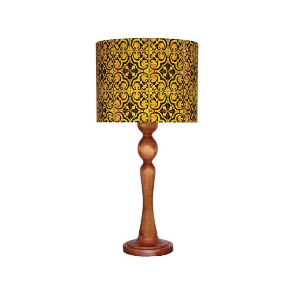 Lampe de table en bois traditionnelle avec abat-jour inspiré de la Perse Jaune