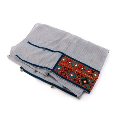 Châle Baloutche Brodé pour Femme Gris