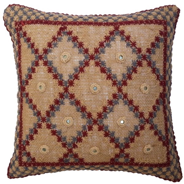 Housse de Coussin Brodée - Design Sara Crème
