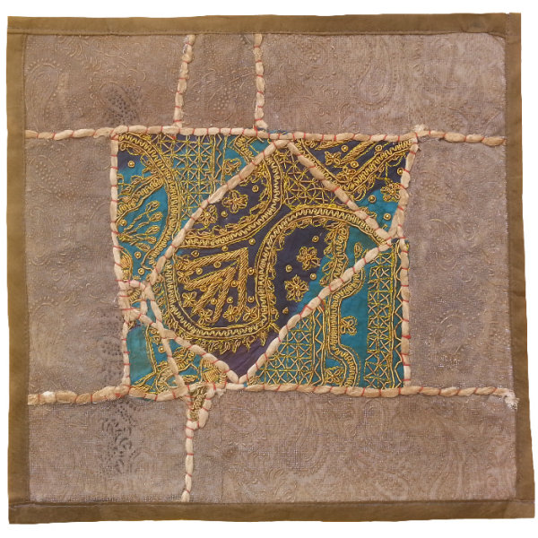 Housse de Coussin Brodée - Design Suzani Bleu
