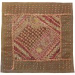 Housse de Coussin Brodée – Design Suzani Marron