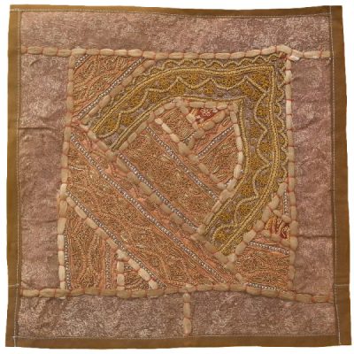 Housse de Coussin Brodée – Design Suzani Doré