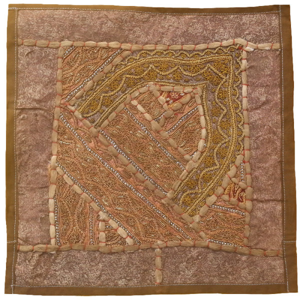 Housse de Coussin Brodée - Design Suzani Doré