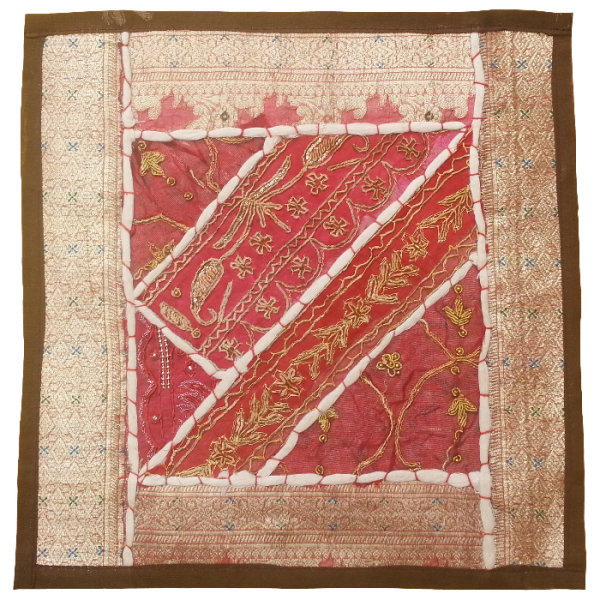 Housse de Coussin Brodée - Design Suzani Rose Clair