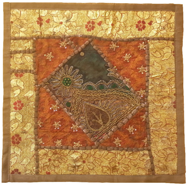 Housse de Coussin Brodée - Design Doré