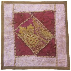 Housse de Coussin Brodée – Design Violet