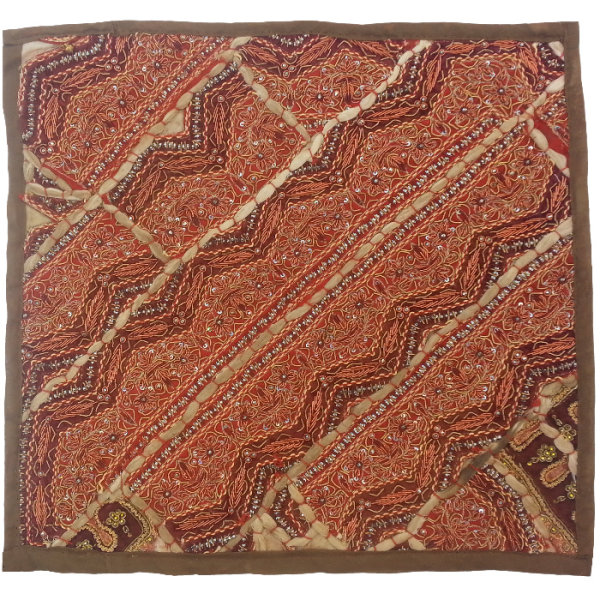 Housse de Coussin Brodée - Design Suzani Vermilion