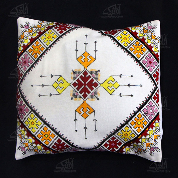 Housse de Coussin Brodée - Design Suzani Blanc