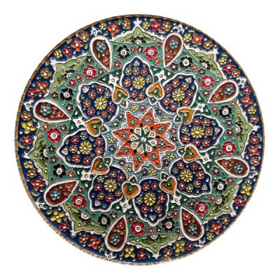 Assiette Décorative en Céramique Peinte à la Main avec Émail Persan Minakari Galaxie