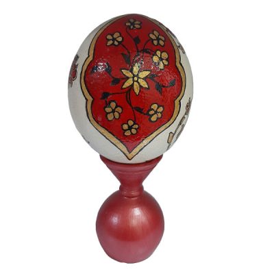 Œuf d’autruche décoratif persan peint à la main – Vermillon