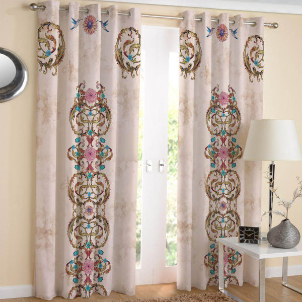 Rideau en velours imprimé avec œillets – Design floral
