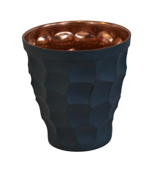 Tasse persane en cuivre - Fabriquée à la main avec anse pour boissons froides - Martelée Noire