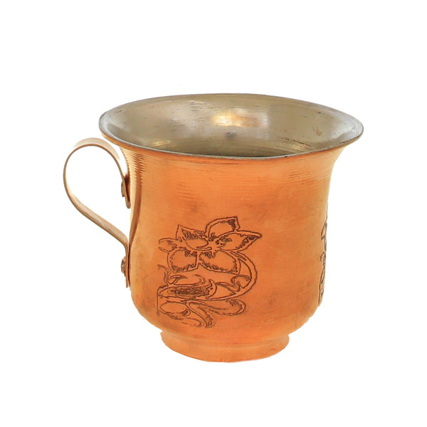 Tasse persane en cuivre - Martelée pour boissons froides - Fleur 23