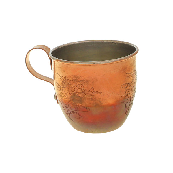 Tasse persane en cuivre - Fabriquée à la main avec anse pour boissons froides - Martelée Golan