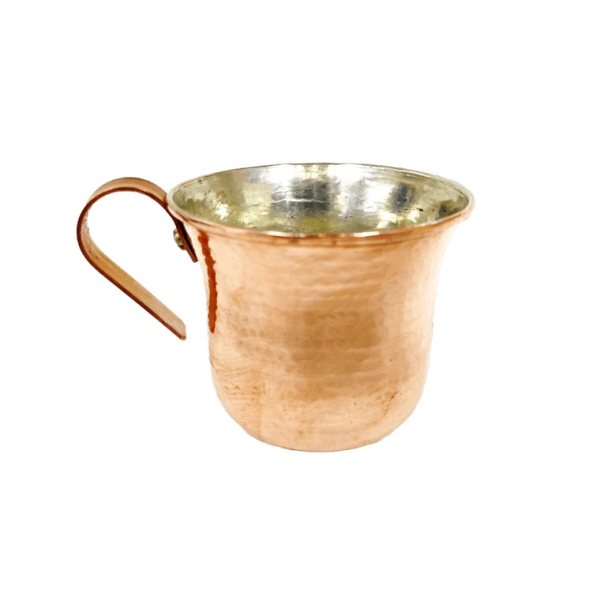 Tasse persane en cuivre - Fabriquée à la main avec anse pour boissons froides - Martelée Laleh