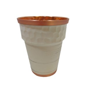 Tasse persane en cuivre – Fabriquée à la main avec anse pour boissons froides – Martelée Minimal