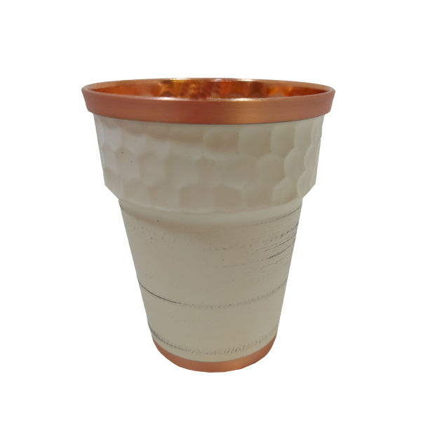 Tasse persane en cuivre - Fabriquée à la main avec anse pour boissons froides - Martelée Minimal