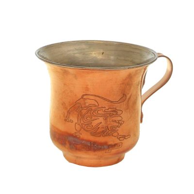 Tasse persane en cuivre – Fabriquée à la main avec anse pour boissons froides – Martelée Mordad