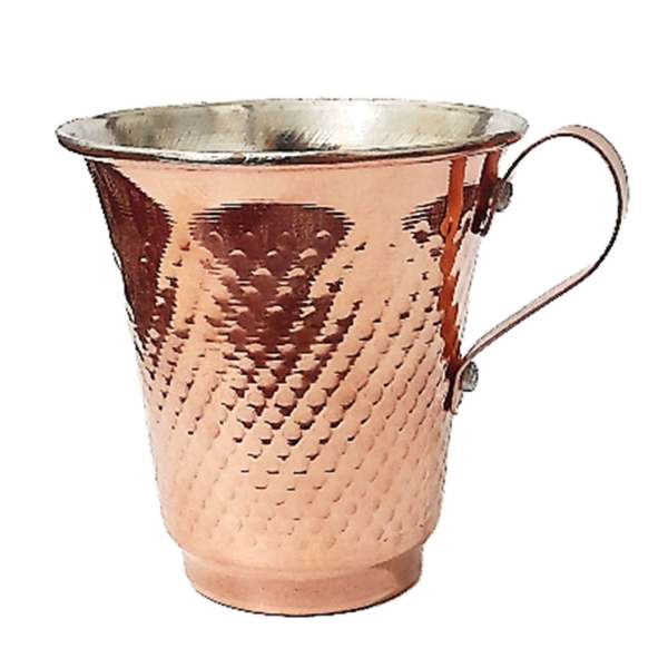 Tasse persane en cuivre - Fabriquée à la main avec anse pour boissons froides - Martelée Rasti