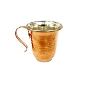 Tasse persane en cuivre – Fabriquée à la main avec anse pour boissons froides – Martelée Savin