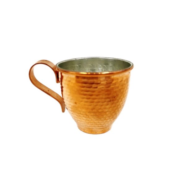 Tasse persane en cuivre - Fabriquée à la main avec anse pour boissons froides - Martelée Savin I