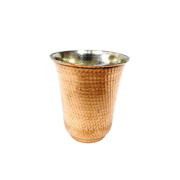 Tasse persane en cuivre - Fabriquée à la main avec anse pour boissons froides - Martelée Tina