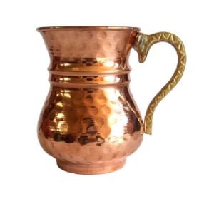 Tasse persane en cuivre – Fabriquée à la main avec anse pour boissons froides – Martelée Yaran