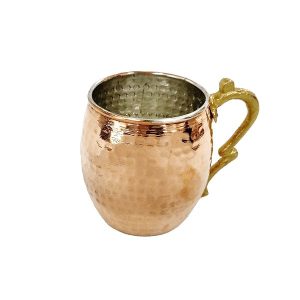 Tasse persane en cuivre – Fabriquée à la main avec anse pour boissons froides – Martelée Yaran II