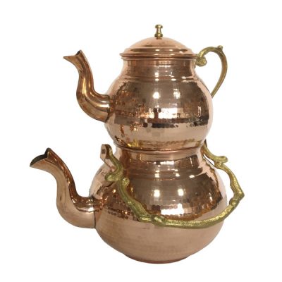 Théière Double en Cuivre Persan Martelée et Durable Dabir
