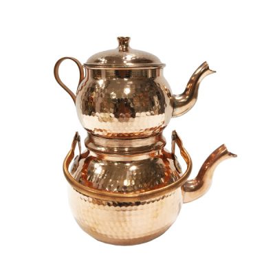 Théière Double en Cuivre Persan Martelée et Durable Dana
